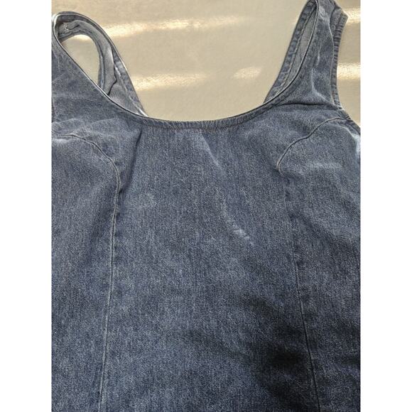 Mirror 2 Denim Dress Sleeveless Fitted Dress Womens Size **S-M Back Slit - Picture 2 of 9